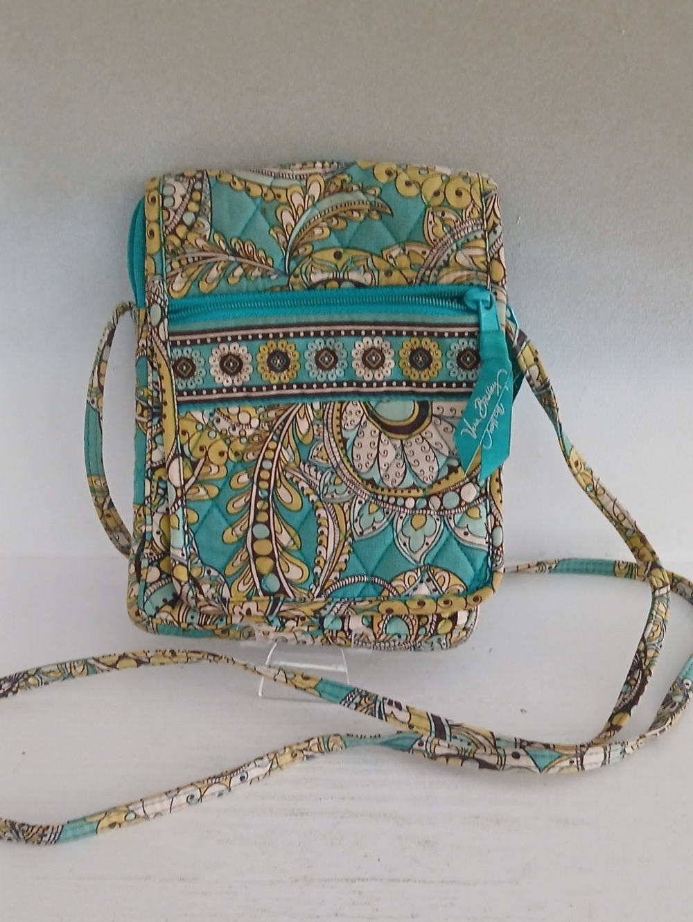 Vera Bradley Turquoise Yellow Paisley Quilted Crossbody